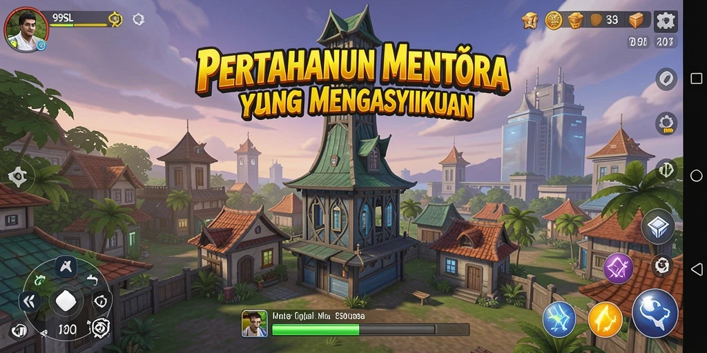 Screenshot gameplay 99SL menampilkan menara pertahanan melawan gelombang musuh.