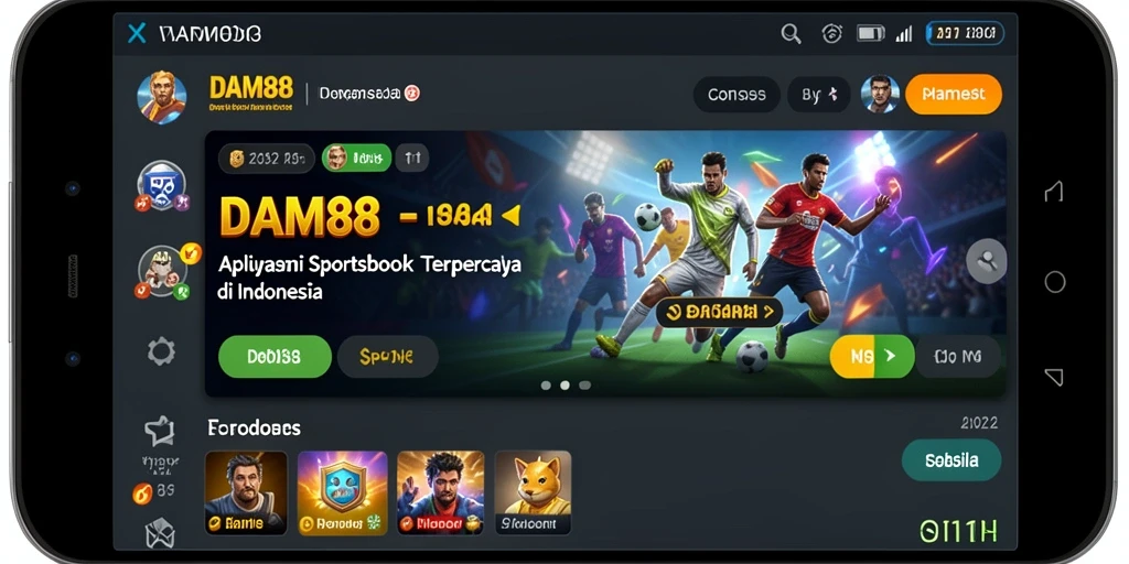 Screenshot menunjukkan antarmuka DAM88 dengan berbagai opsi taruhan olahraga.