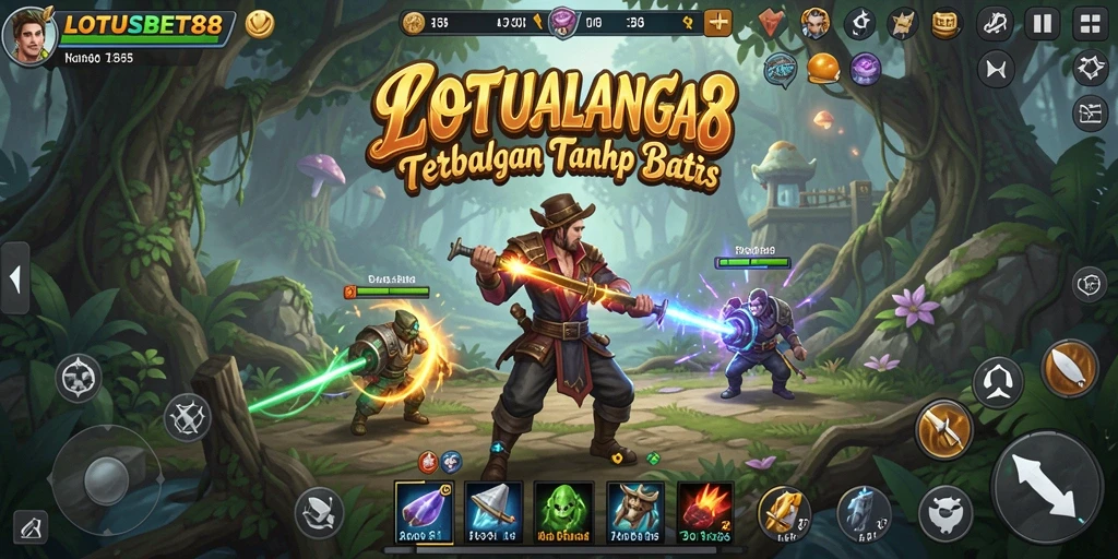 Screenshot gameplay LOTUSBET88 menunjukkan petualangan mendalam di dunia terbuka.