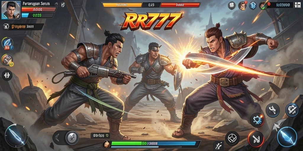 Tampilan gameplay seru dalam pertarungan di RR777.