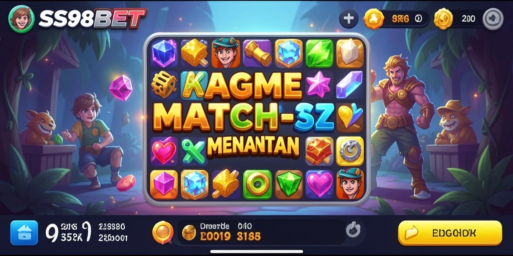 Tampilan gameplay SS88BET dengan kombinasi objek Match-3 yang menarik.